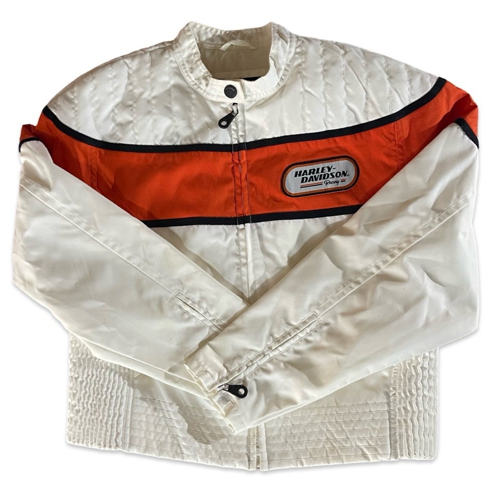 Harley Davidson Women’s White Nylon Riding Jacket Vintage - Picture 2 of 10